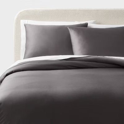 King TENCEL Lyocell Duvet Cover and Sham Set Dark Gray - Threshold