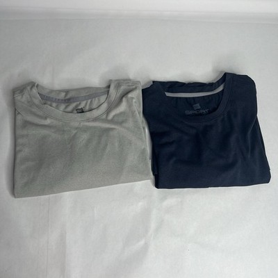 Hanes Sport Active Gear Quick Dry T-Shirts Men s Sz M Lot 2 Crewneck Gray Navy
