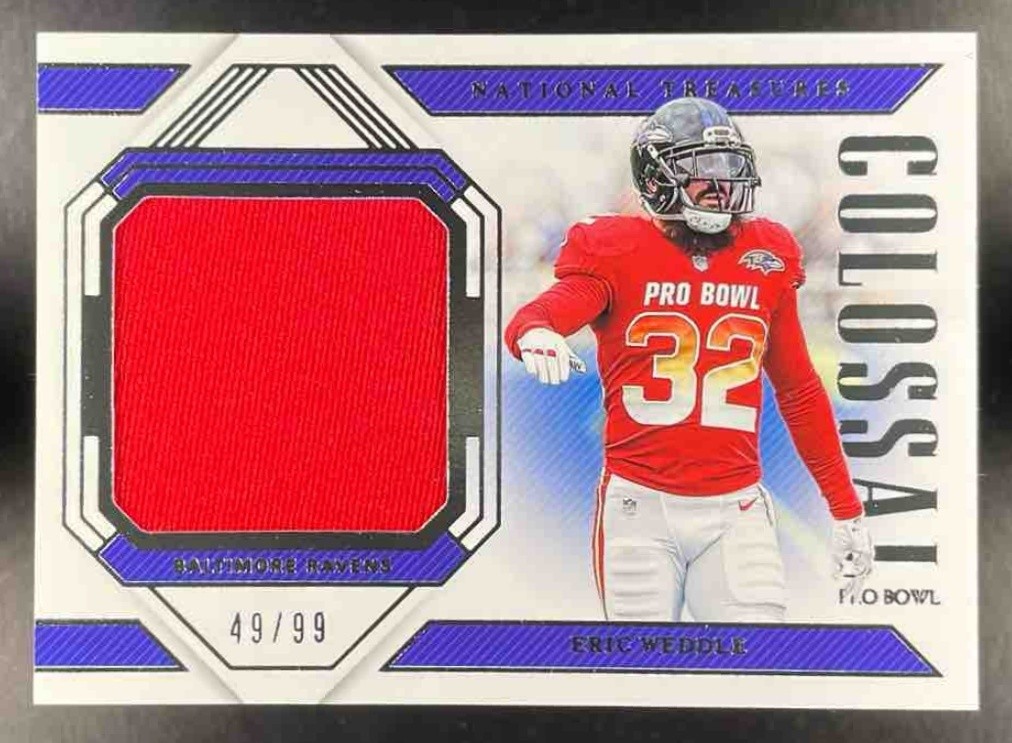2018 National Treasure Eric Weddle Colossal Pro Bowl Material Relic 49/99 Ravens