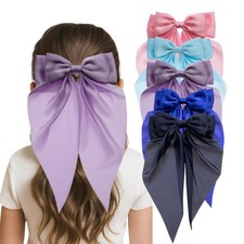 5 PCS Hair Bows Big Clips Ribbons Alligator Long Tail Accessories Girls Women