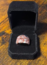 Vintage Murano Style Hand Blown Art Glass Ring Floral Millefior Size 8