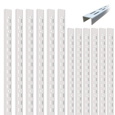 12 Pack Dual Track Wall Shelf Rails   47.5 in / 120 cm Heavy Duty Upright Sta...
