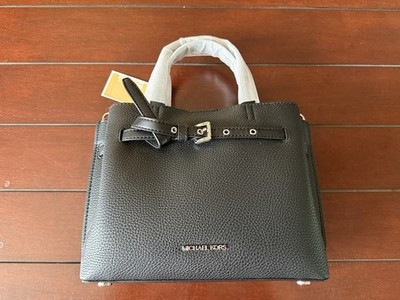 Michael Kors Emilia Satchel Small Leather Black Bag Purse