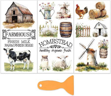 3Pcs/Set Farmhouse Rub on Transfers for Furniture and Crafts 6X12 Inch Farm Them