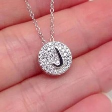 1Ct Round Cut Lab-Created Diamond "J" Letter Pendant 14k White Gold Plated