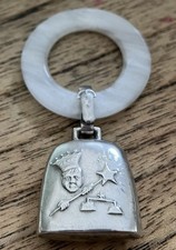 Antique Webster Co Sterling Silver Baby Rattle And Mother Of Pearl Teething Ring