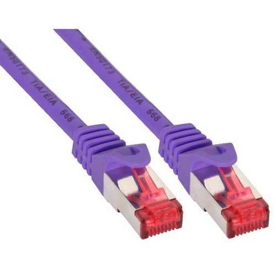 3x InLine Patchkabel, S/FTP (PiMf), Cat.6, purple, 0,25m
