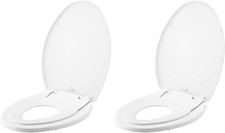 Little2Big Elongated Toilet Seat with Built-In Potty Trainer, White 2-Pack 