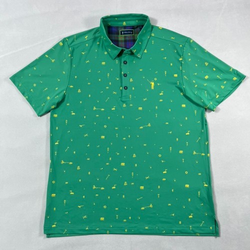 William Murray Polo Shirt Men Large Green Ode to Carl AOP Greenskeeper Tools - Picture 2 of 15