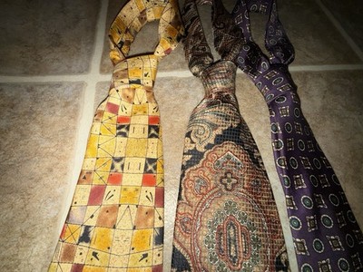 Lot Of Three Neck Ties Silk Bruno Piattelli John Weitz Wassily Kandinski      C￼