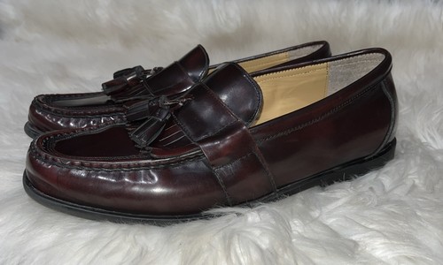 Mocassini uomo Nunn Bush Keaton nappa taglia 10M pelle bordeaux slip-on Oxford - Foto 1 di 14