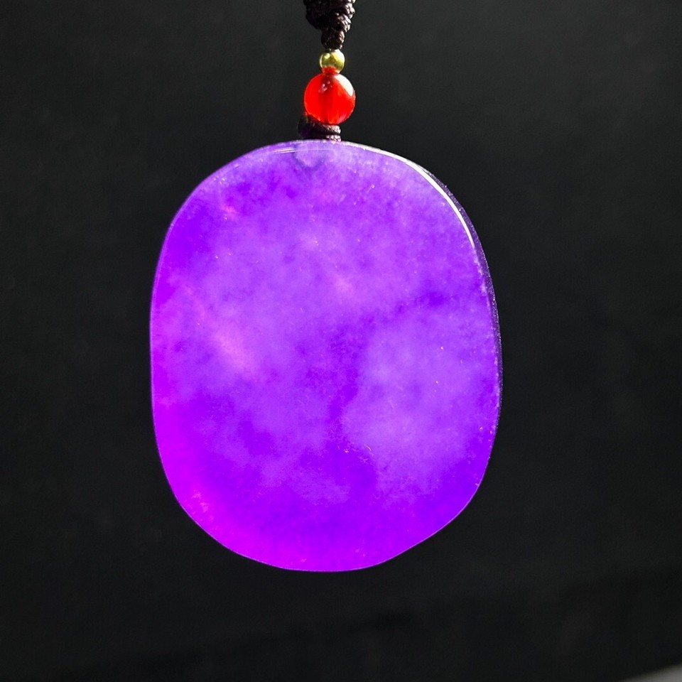 Certified Natural ice violet jade Jadeite Carved Flower&bird Pendant