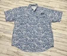 Columbia PFG Super Bahama Ocean Waves Tuna Fishing Shirt Medium Vented button up