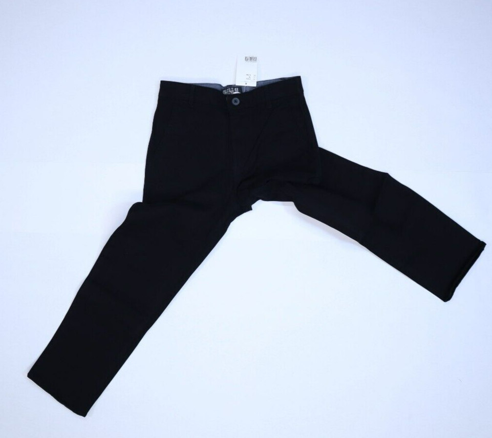 H&M Slim Fit Chino Pants Black Cotton Twill Stretch Elastic Waist