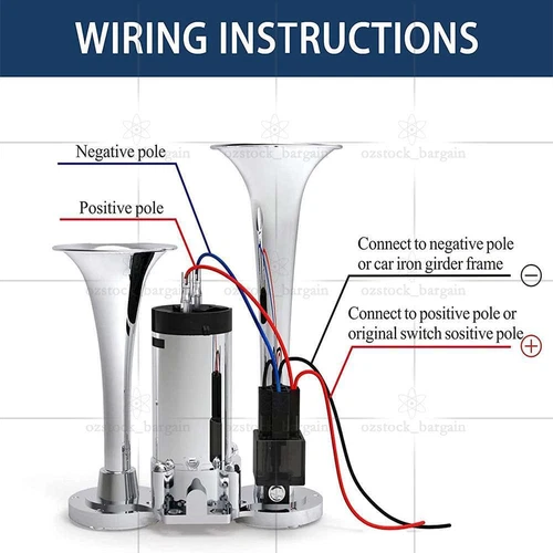 600DB 12V Car Air Horn Kit Loud Speaker Dual Trumpet Compressor Truck Vehicle Oz - Picture 5 of 12