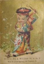 1870s-80s Wheeler & Wilson Chinese Boy Playing Victorian Trade Card F27