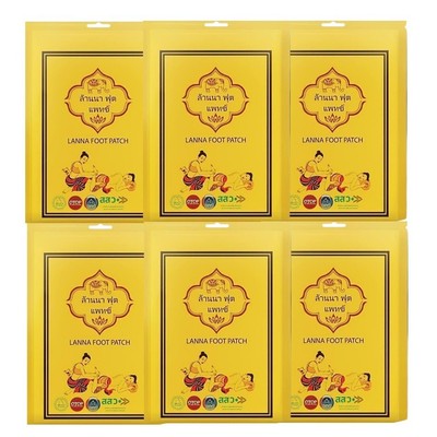 6xFoot Pads Detox Cleansing Patches Toxins Herbal Deep Body Lanna Pain Relief
