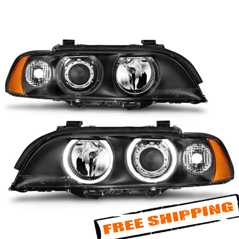 Anzo 121017 Black LED Halo Projector Headlights for 2001-2003 BMW 530i Foto 2 de 4