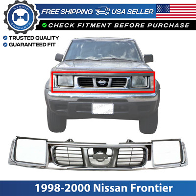 Grille Assembly Chrome Shell With Headlight Holes For 1998-2000 Nissan Frontier