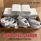 1-10X Lot 20W Power Adapter USB Type-C Fast Charger PD Cable For iPhone 14 13 11