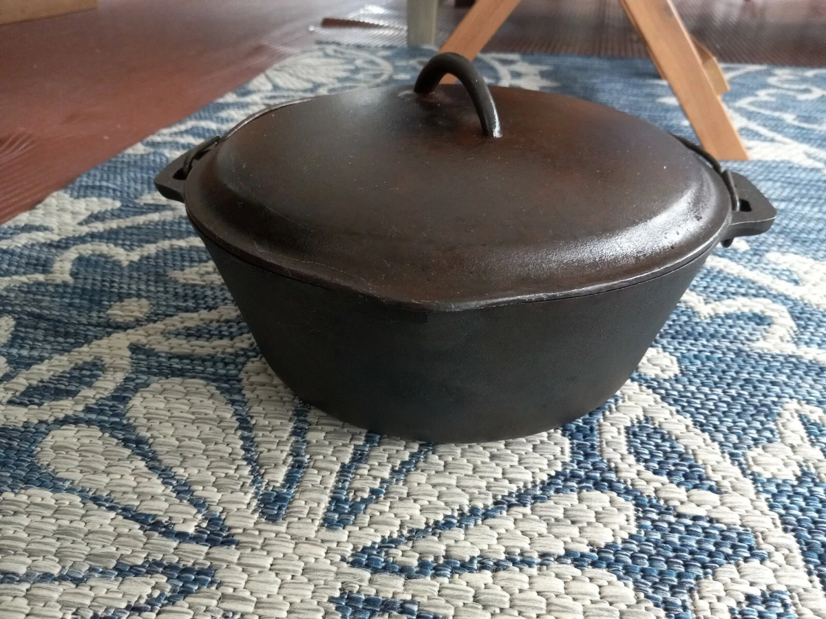 Vintage Cast Iron Bean Pot with Handle Lid Dutch Oven NO. 8 MADE IN USA 10  5/8