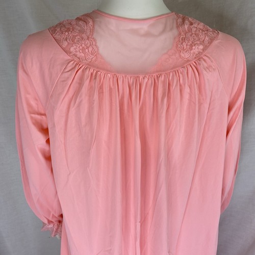 SHADOWLINE Women's ROBE & GOWN SET Pink Size Small Embroidered Roses Granny 70s - Picture 14 of 18