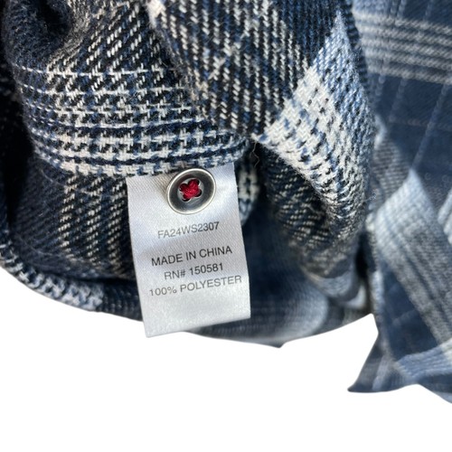 Flag & Anthem Mens Pearl Snap Shacket Shirt Jacket XL Blue Plaid Polyester Heavy - Picture 5 of 6