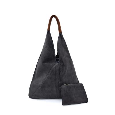 Boho Style Leather Handle Drawstring Slouchy Suede Hobo Shoulder Bag with  Purse UK
