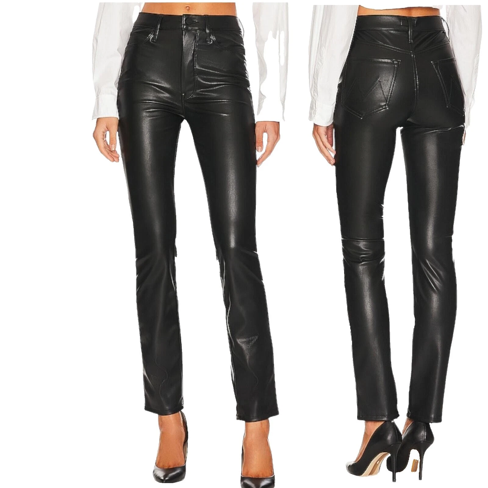 Calça de couro sintético Mother para mulheres