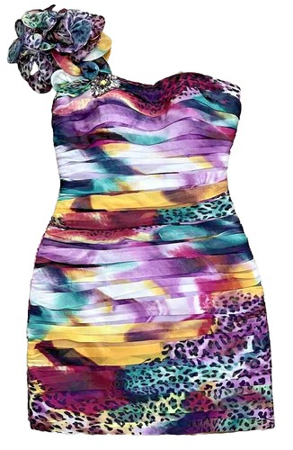 terani short dresses 251C4175 Assyemtric Sleeveless Mikado Bodycon Short Cocktail Dress
