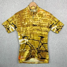 Aero Tech Designs Cyclewear Mens Jersey Small Mustard Color 3/4 Zip Cycling Logo