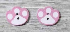 wood paw print sewing buttons 2 holes 5/8 inch light pink