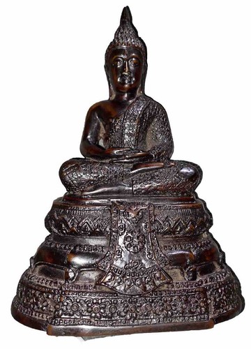 Antique Buddha Statue Hand Carved In Meditation Pose. Unique. Lucky Figurine 7” - Picture 4 of 4