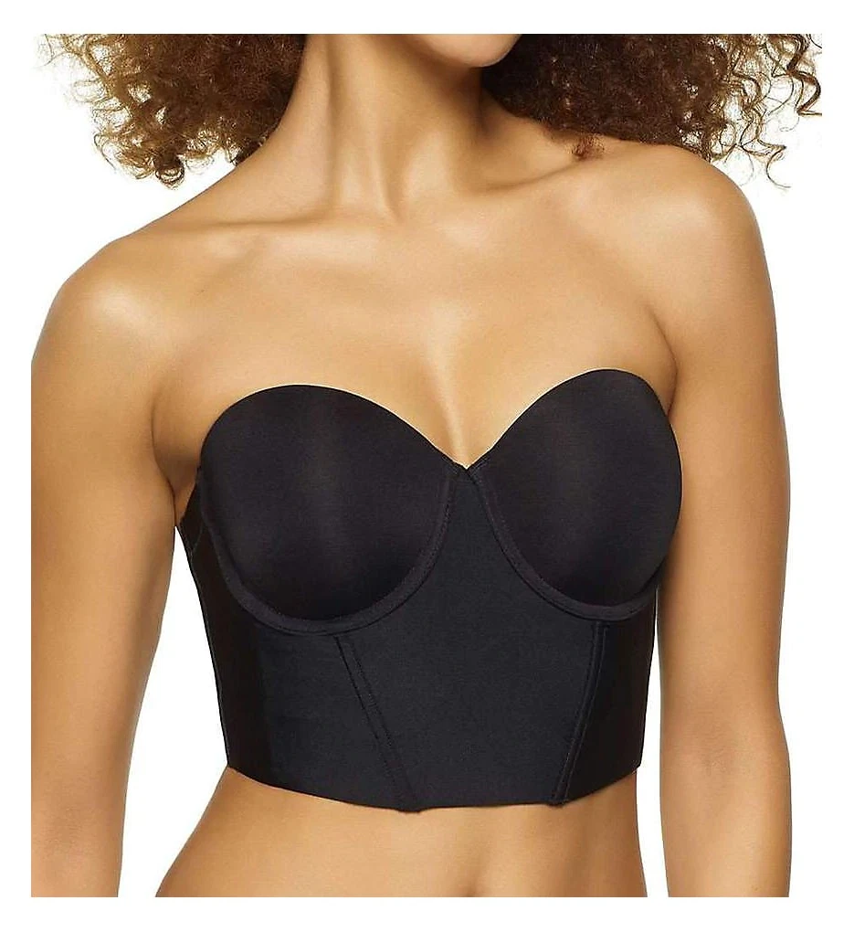 Felina BLACK Body Veil Low Back Strapless Longline Bra, US 36DDD, UK 36E