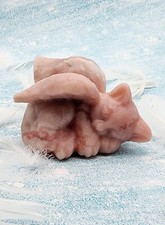 Pink Opal Gemstone Angel Cat, Pet Memorial, Pet Loss Gift, Cat Gemstone Carving