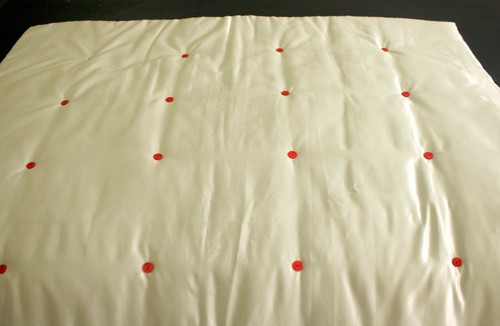 Handcrafted Dupioni Silk Red/White/Polyester Backed/ Comforter/Doll Quilt/Throw - Picture 2 of 4