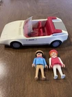 Vintage 1980's Playmobil Geobra White Convertible Car and Figures