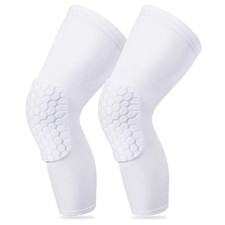 Honeycomb Knee Compression Pads Sleeve Volleyball Basketball 2 PCS White M