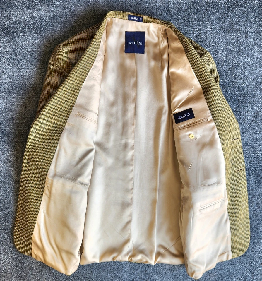 Blazer Abrigo Deportivo Nautica Tweed Para Hombre 44R Calce Clásico Pata de Gallo Lana Mohair Foto 4 de 4