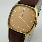 Vintage Seiko Quartz Watch 4100-5069 Gold Tone Barrel Leather Analog New Battery
