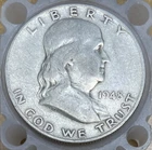 1948 D Benjamin Franklin Silver half Dollar Coin in pictures