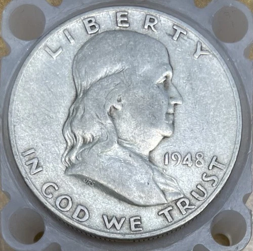 1948 D Benjamin Franklin Silver half Dollar Coin in pictures