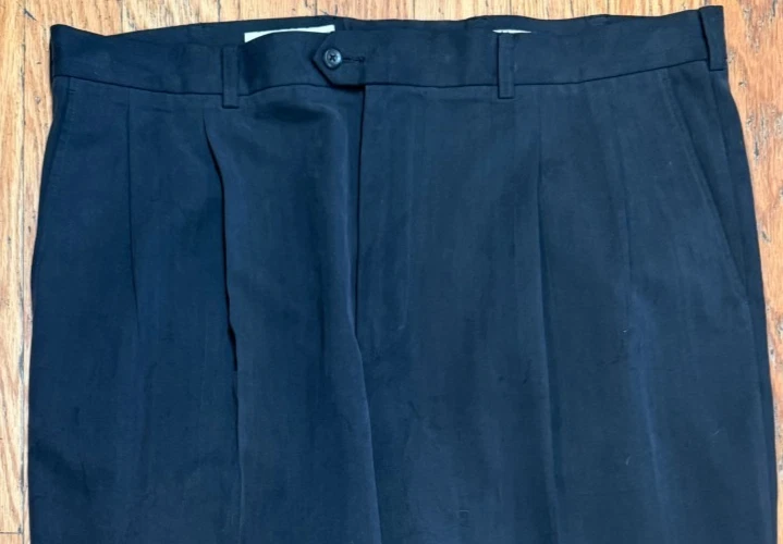 Calça social masculina John W. Nordstrom 42x30 preta plissada algemada perna reta - Imagem 2 de 4