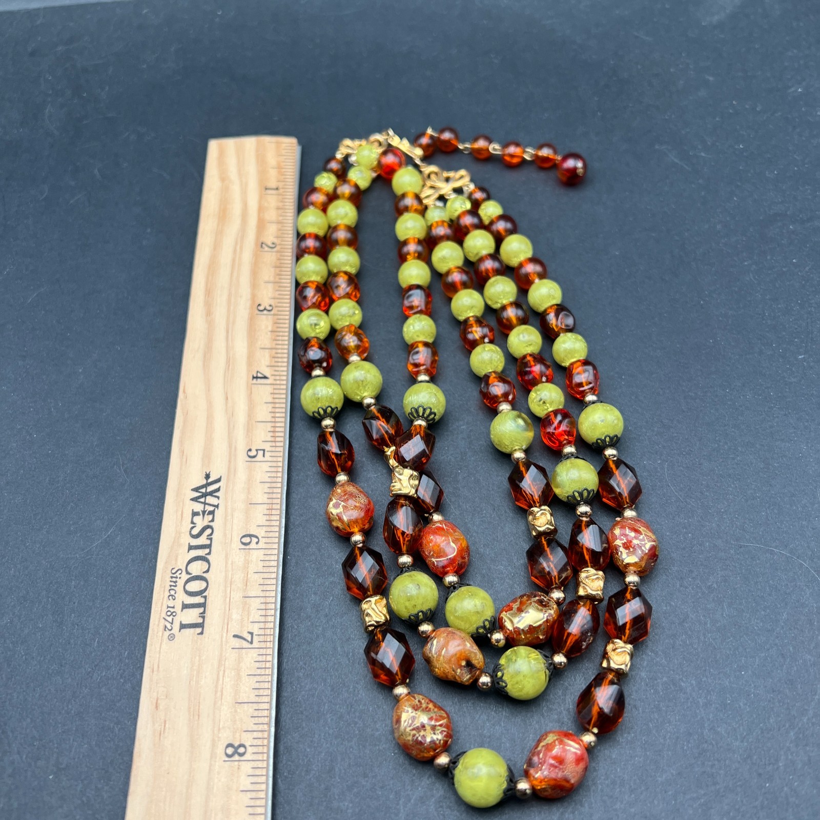 Coro Womens Multicolor Beaded Statement Necklace … - image 3