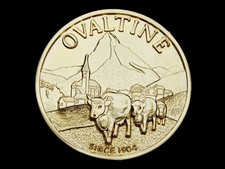 MG19121 NOS VINTAGE 1970s  OVALTINE  DRINK MIX SINCE 1904 GOLDTONE BUCKLE