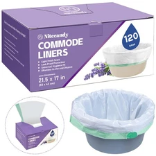 Commode Liners for Bedside Commode, 120 Count Universal Fit, Disposable Toile...