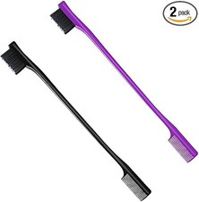 Hair Edge Control Brush 2 Pcs, Double-Sided 2-in-1 Dual Ended Comb
