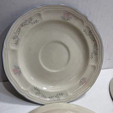 Vintage Tienshan Stoneware Cottagecore MEMORIES Tea Cup Saucer Plates Set of 4