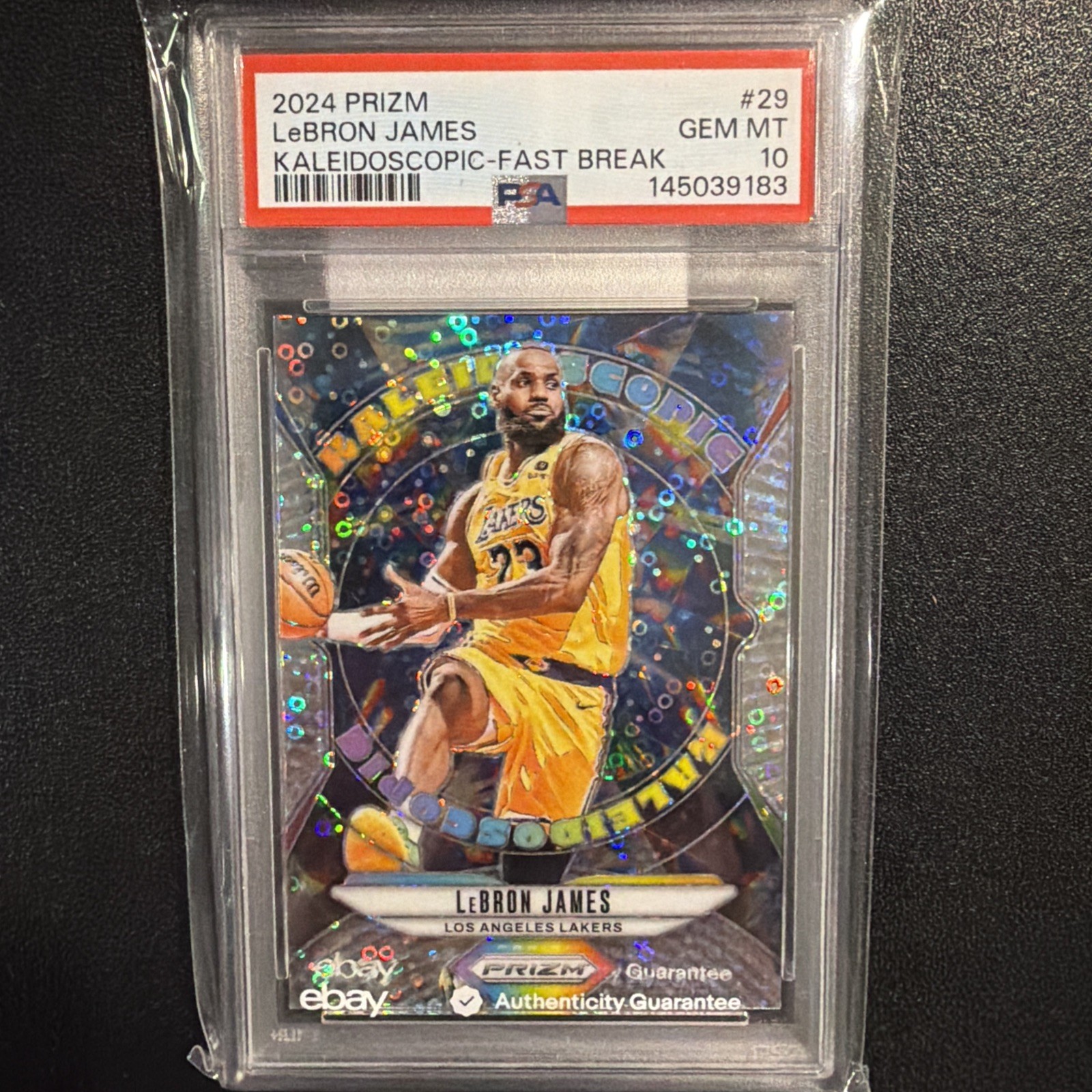 (PSA 10) 2024-25 Panini Prizm Lebron James #29 Kaleidoscopic Fast Break GEM MINT