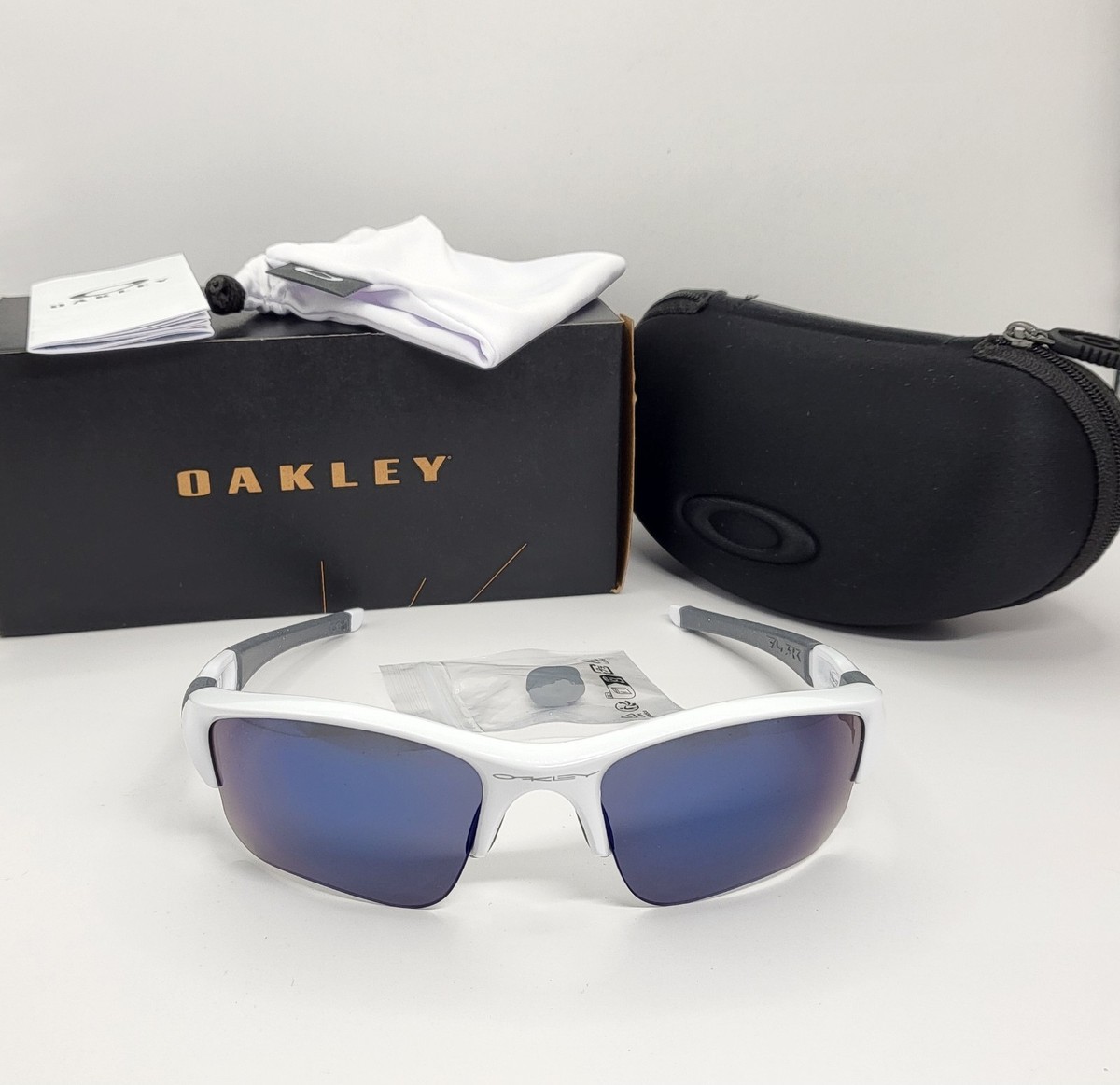 New OAKLEY FLAK JACKET XLJ 1.0 Polished White Slate Grey / ICE